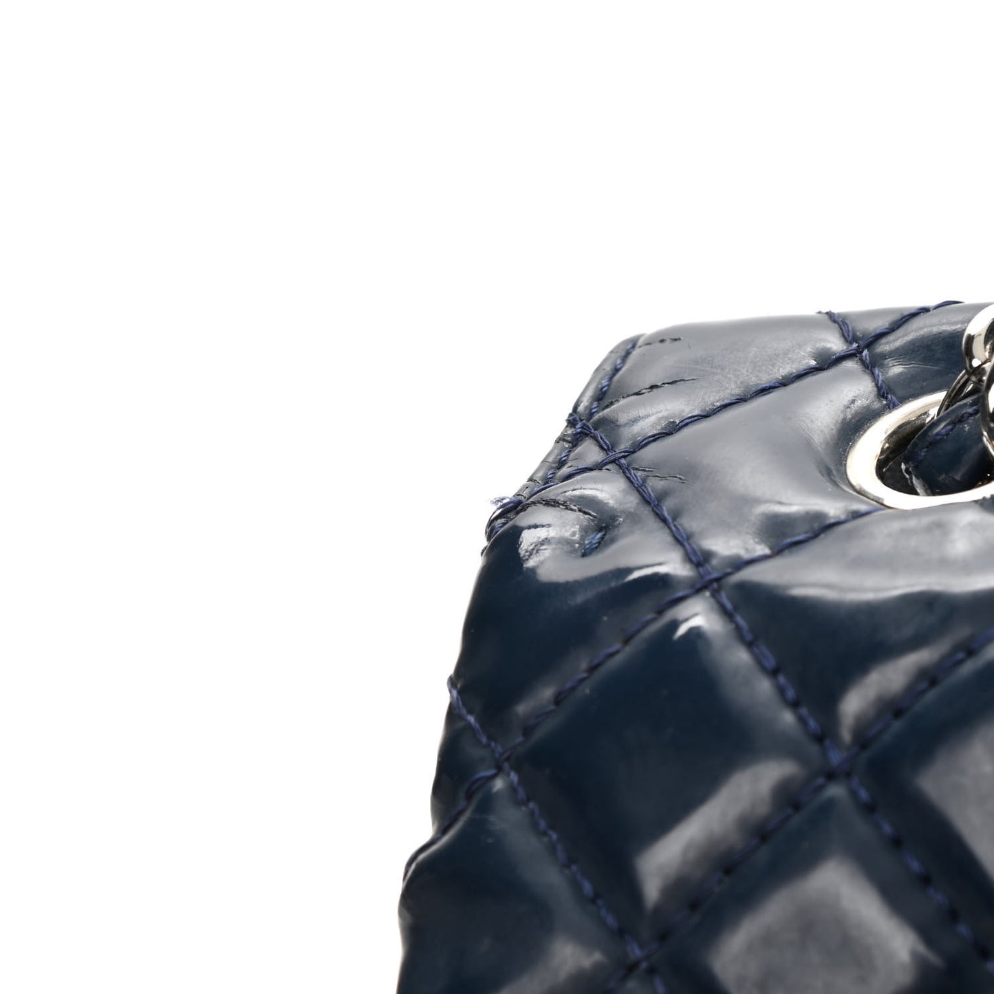 Vinyl Quilted In The Business Flap Bag Navy Blue