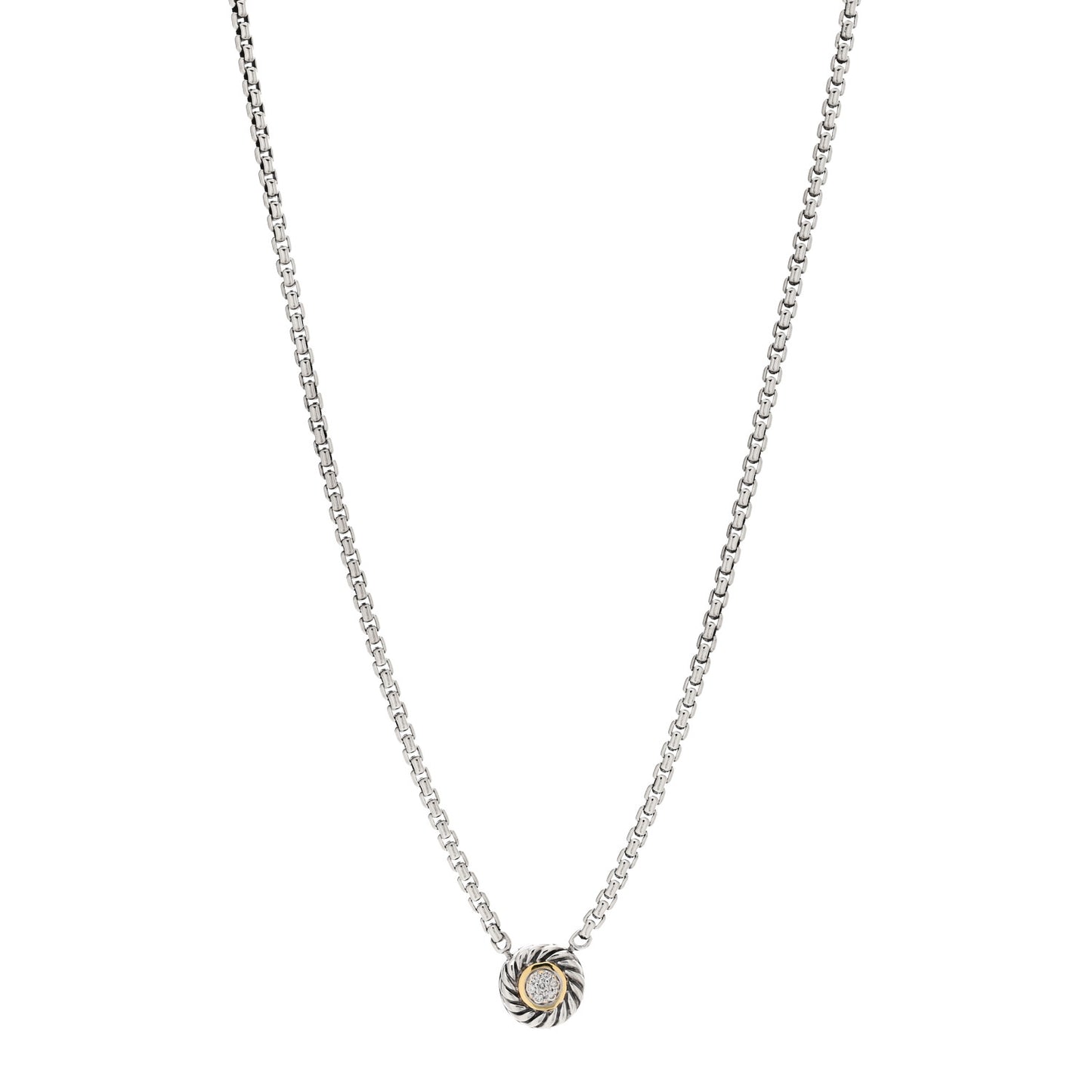 Sterling Silver 18K Yellow Gold Diamond 12mm Pave Cookie Necklace
