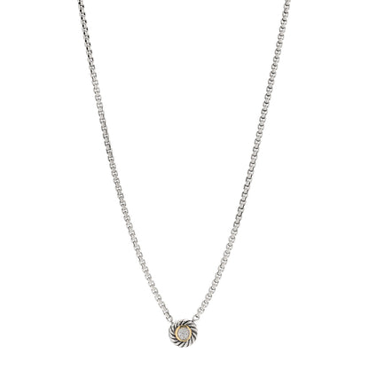 David Yurman Sterling Silver 18K Yellow Gold Diamond 12mm Pave Cookie Necklace 1 of 3