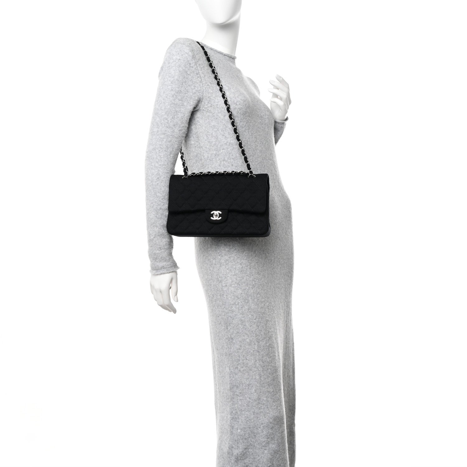 Chanel Jersey Quilted Medium Double Flap Black 2 of 10