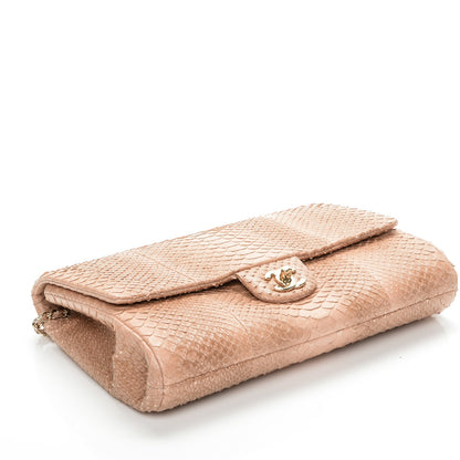 Chanel Python Clutch With Chain Flap Pink 4 of 8