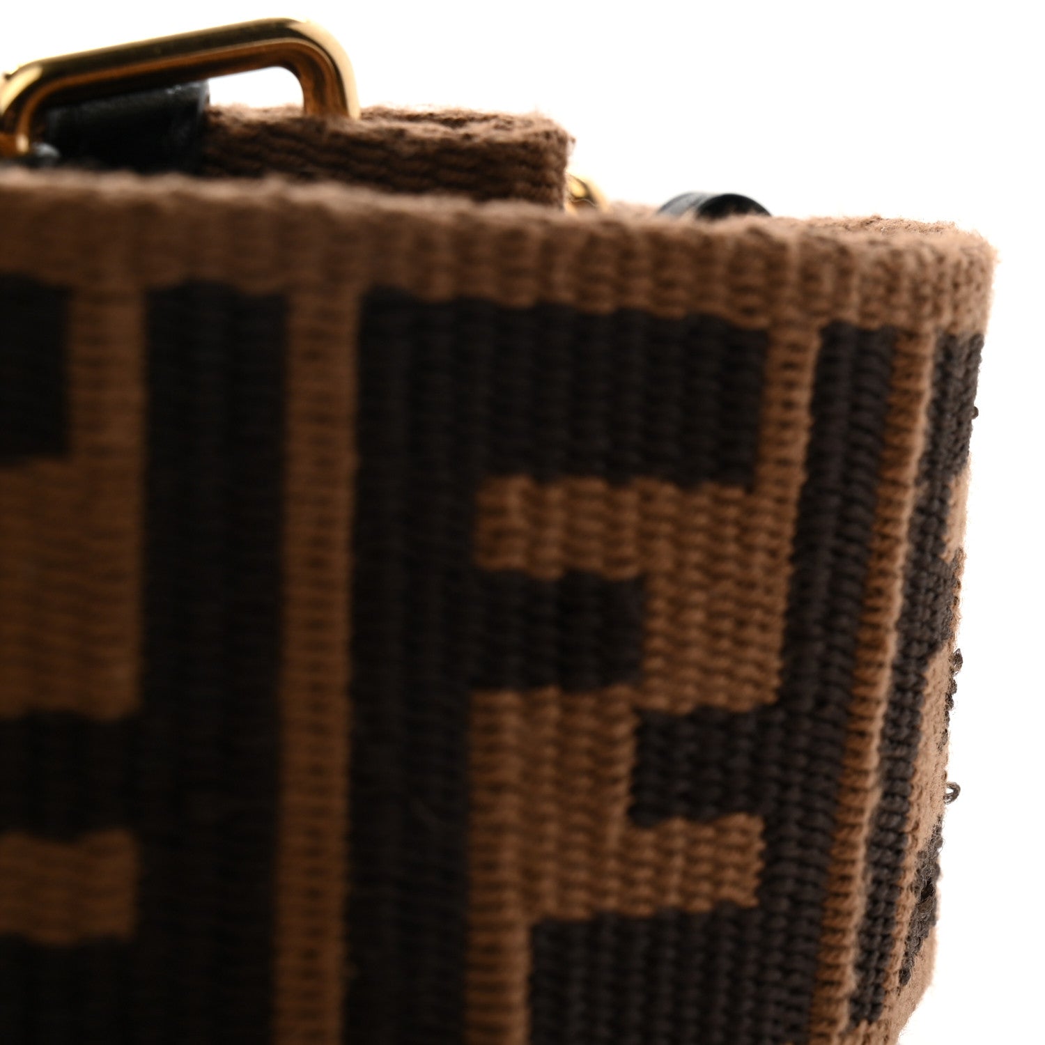 Fendi Ribbon Vitello Century FF 1974 Flat Studded Strap You Fango Marrone Ebano 6 of 6