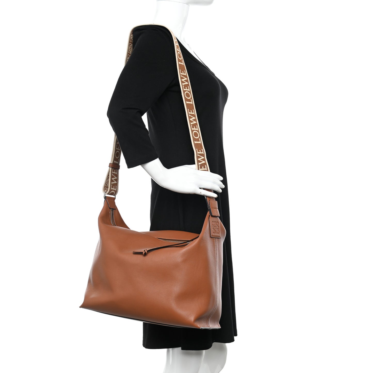 Supple Smooth Calfskin Jacquard Cubi Crossbody Bag Tan