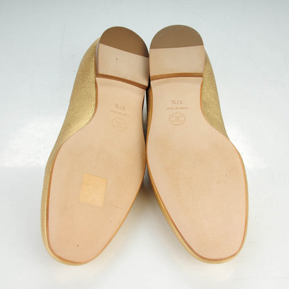 Chanel Metallic Calfskin CC Loafers 37.5 Gold 5 of 8