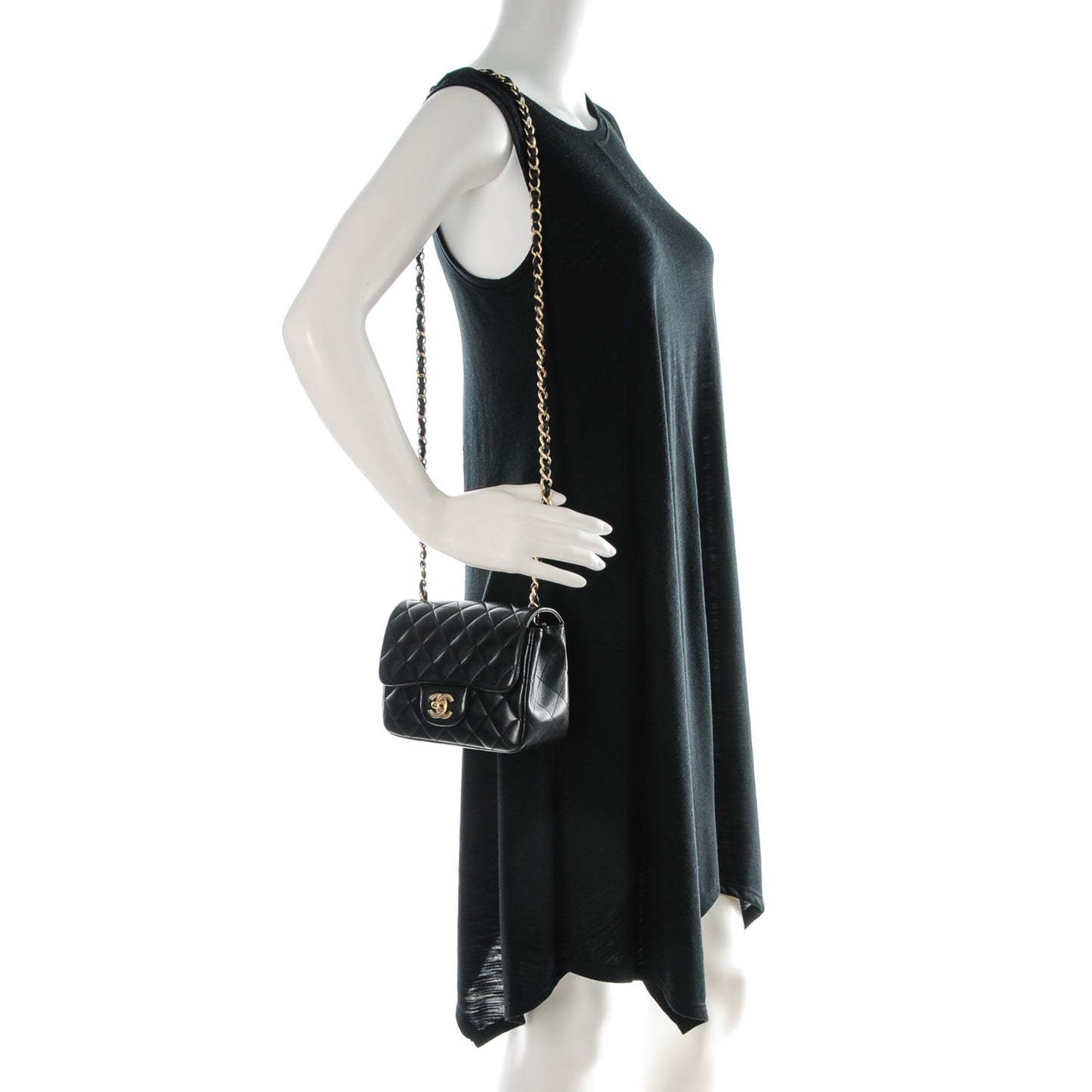 Lambskin Quilted Mini Square Flap Black