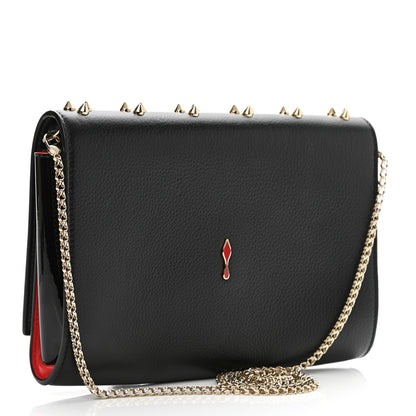 Christian Louboutin Grained Calfskin Spikes Loubinthesky Paloma Wallet On Chain Black Multimetal 3 of 11