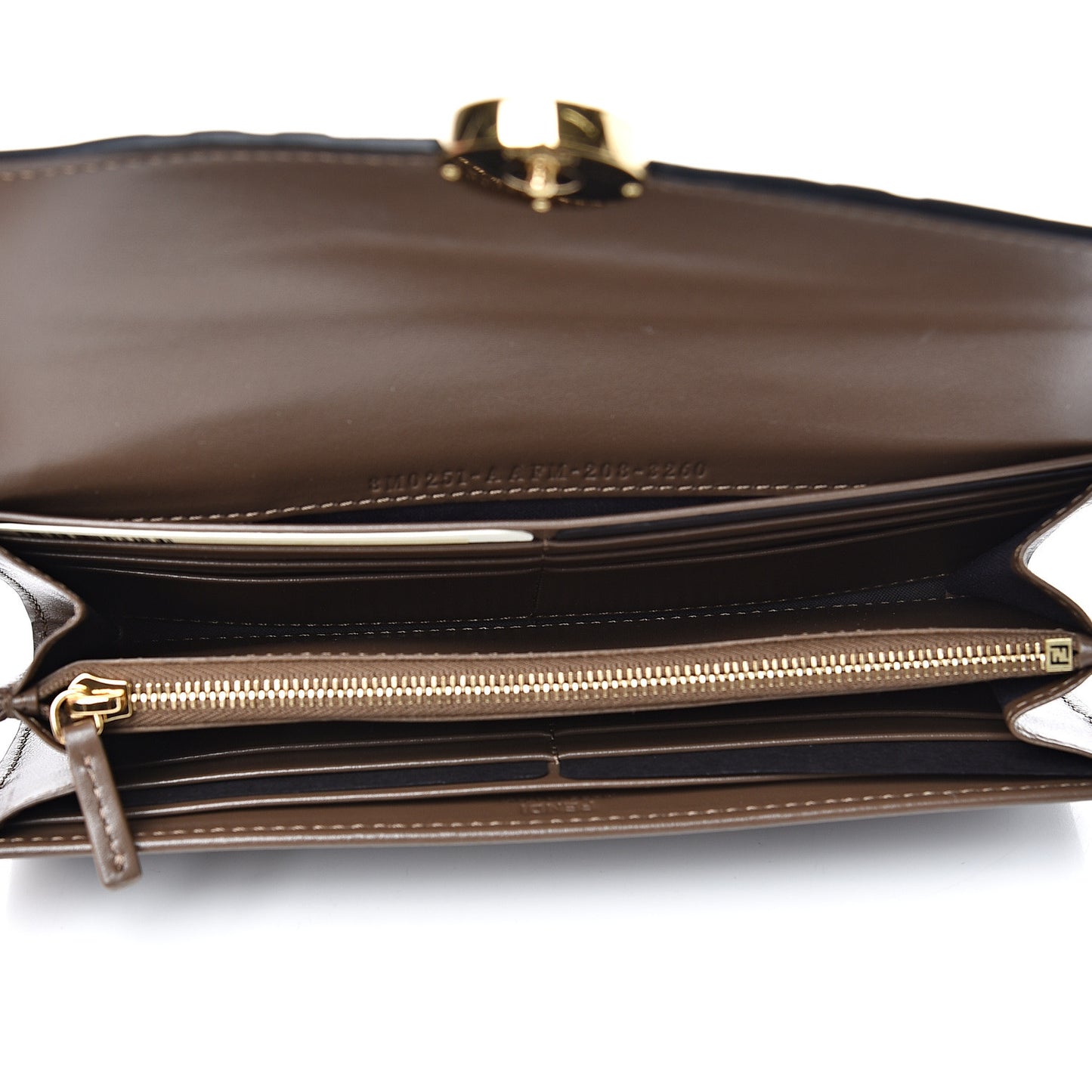 Vitello Soft F is Fendi Bi-Color FF 1974 Embossed Continental Envelope Wallet Maya Black