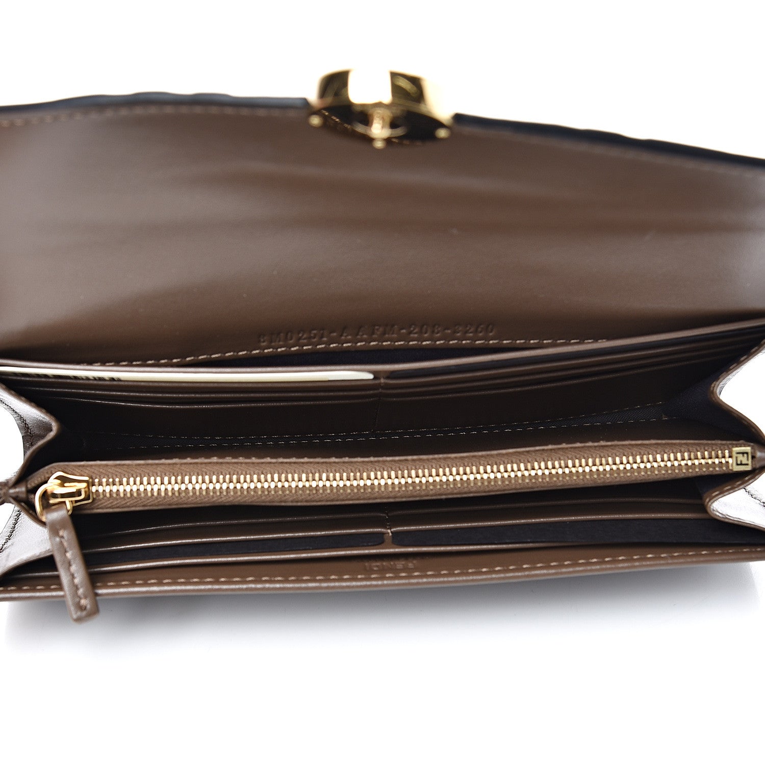 Fendi Vitello Soft F is Fendi Bi-Color FF 1974 Embossed Continental Envelope Wallet Maya Black 4 of 7