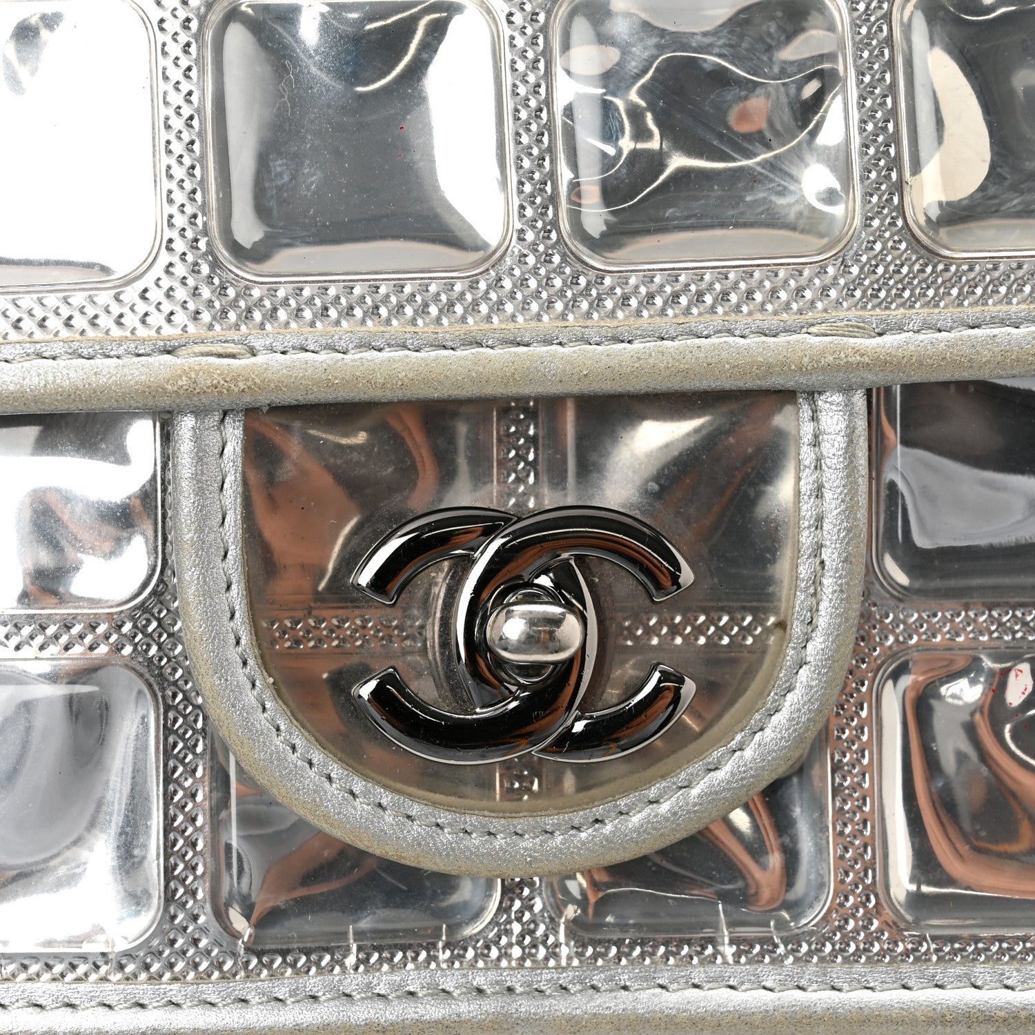 Chanel Vinyl Large Ice Cube Flap Silver 1935617 – FASHIONPHILE