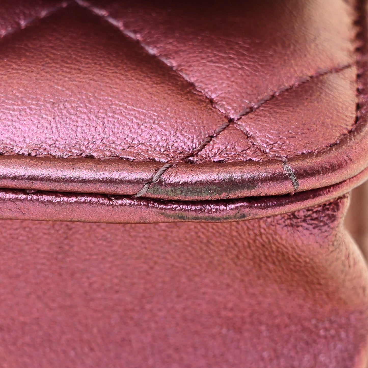 Iridescent Lambskin Quilted Wallet On Chain WOC Purple