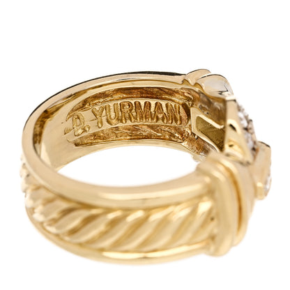 David Yurman 18K Yellow Gold Diamond Buckle Cable Ring 49 5 4 of 4