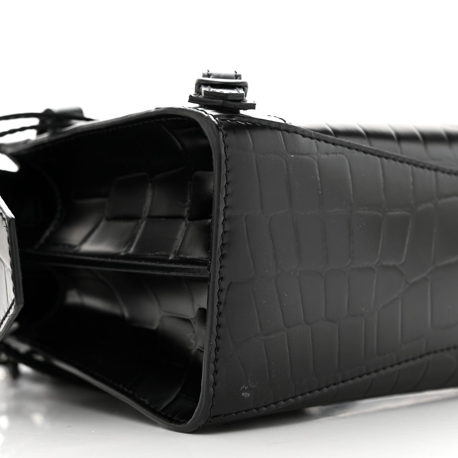 Balenciaga Semi Shiny Calfskin Crocodile Embossed Neo Classic Black Hardware Mini City Black 10 of 11