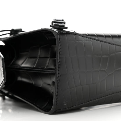 Balenciaga Semi Shiny Calfskin Crocodile Embossed Neo Classic Black Hardware Mini City Black 10 of 11