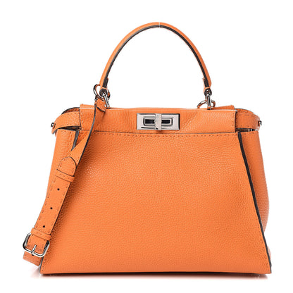 Fendi Cuoio Romano Selleria Bi-Color Medium Peekaboo Iconic Satchel Orange Stone 1 of 10