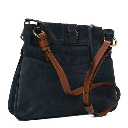 Chloe Suede Studded Medium Lexa Shoulder Bag Silver Blue 2 of 11