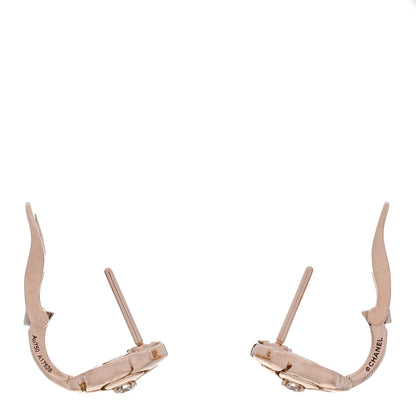 Chanel 18K Rose Gold Diamond Extrait de Camelia Earrings 3 of 5