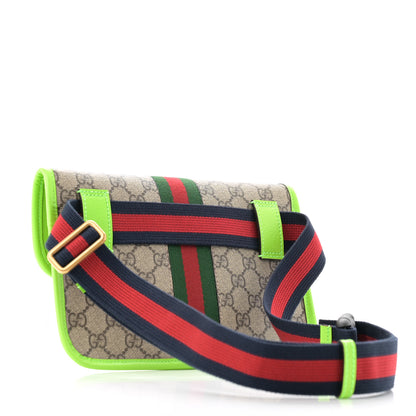 Gucci GG Supreme Monogram Web Small Ophidia Belt Bag Beige Ebony Electric Green 3 of 12