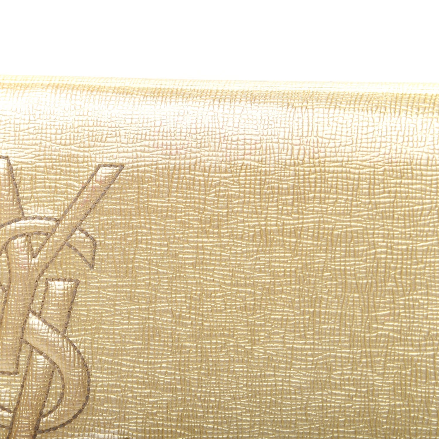 Saint Laurent Metallic Textured Calfskin Monogram Large Belle De Jour Clutch Gold 9 of 13