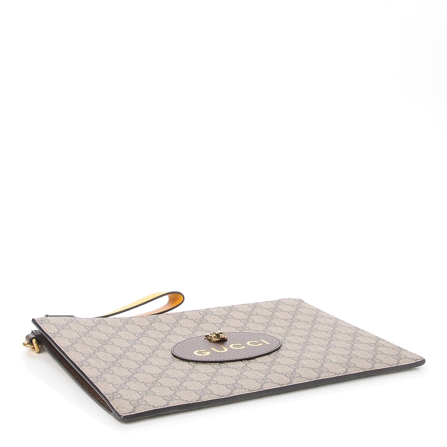 GG Supreme Monogram Neo Vintage Zip Wristlet Pouch Beige New Acero Crop