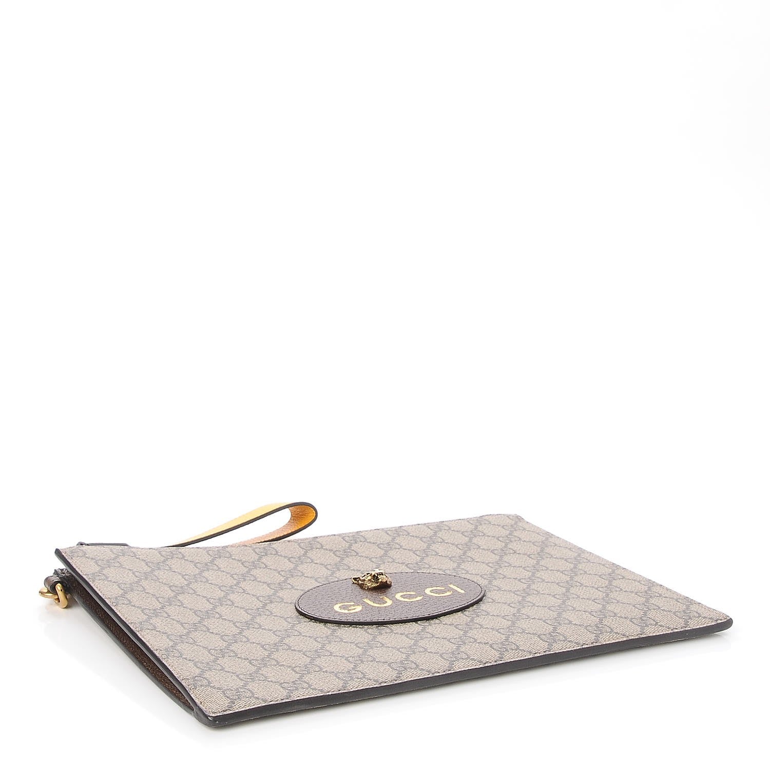 Gucci GG Supreme Monogram Neo Vintage Zip Wristlet Pouch Beige New Acero Crop 4 of 7