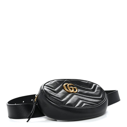Gucci Calfskin Matelasse GG Marmont Belt Bag 75 30 Black 75/30 Black 4 of 10
