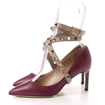 Valentino Garavani Nappa Rockstud Studwrap Strap Mid Heel Pumps 35 Camelia Poudre 3 of 10
