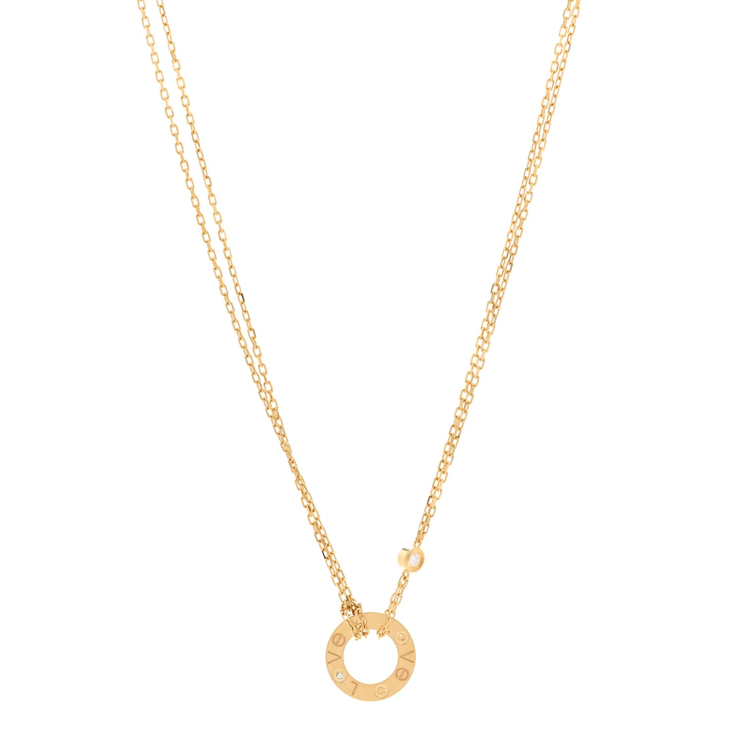 18K Yellow Gold 2 Diamond LOVE Necklace