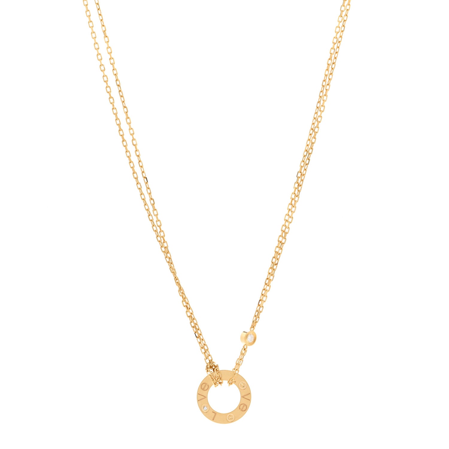 Cartier 18K Yellow Gold 2 Diamond LOVE Necklace 1 of 5