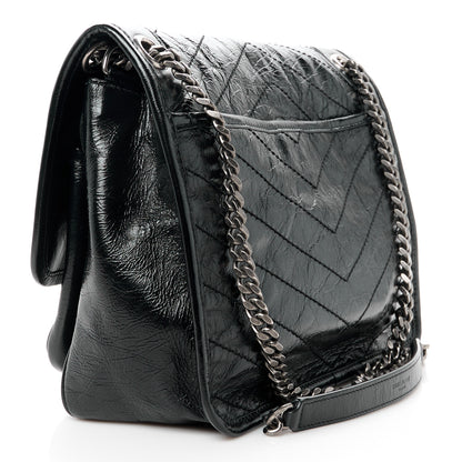 Saint Laurent Crinkled Calfskin Matelasse Monogram Medium Niki Chain Satchel Black 3 of 11