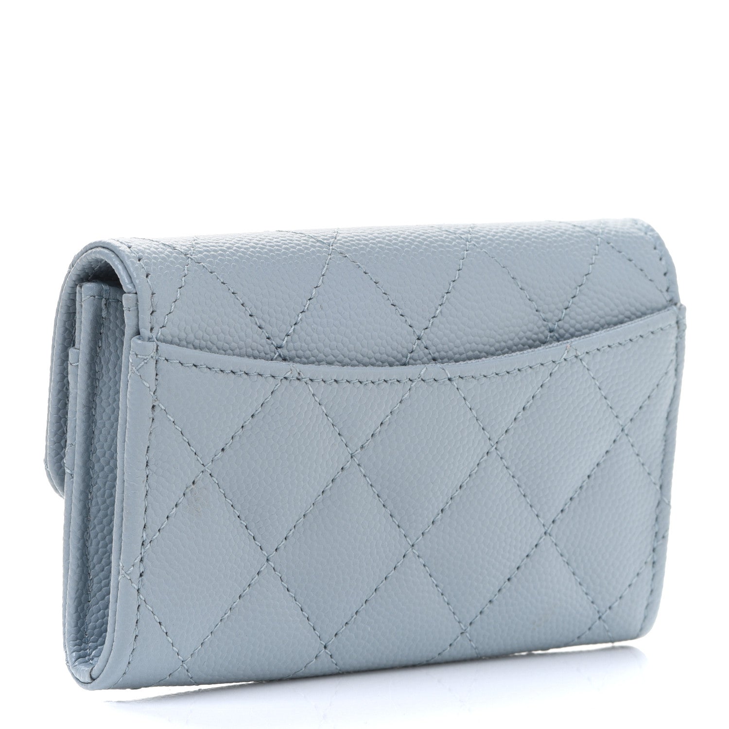 Chanel Caviar Quilted Flap Card Holder Wallet Light Blue 3 of 9