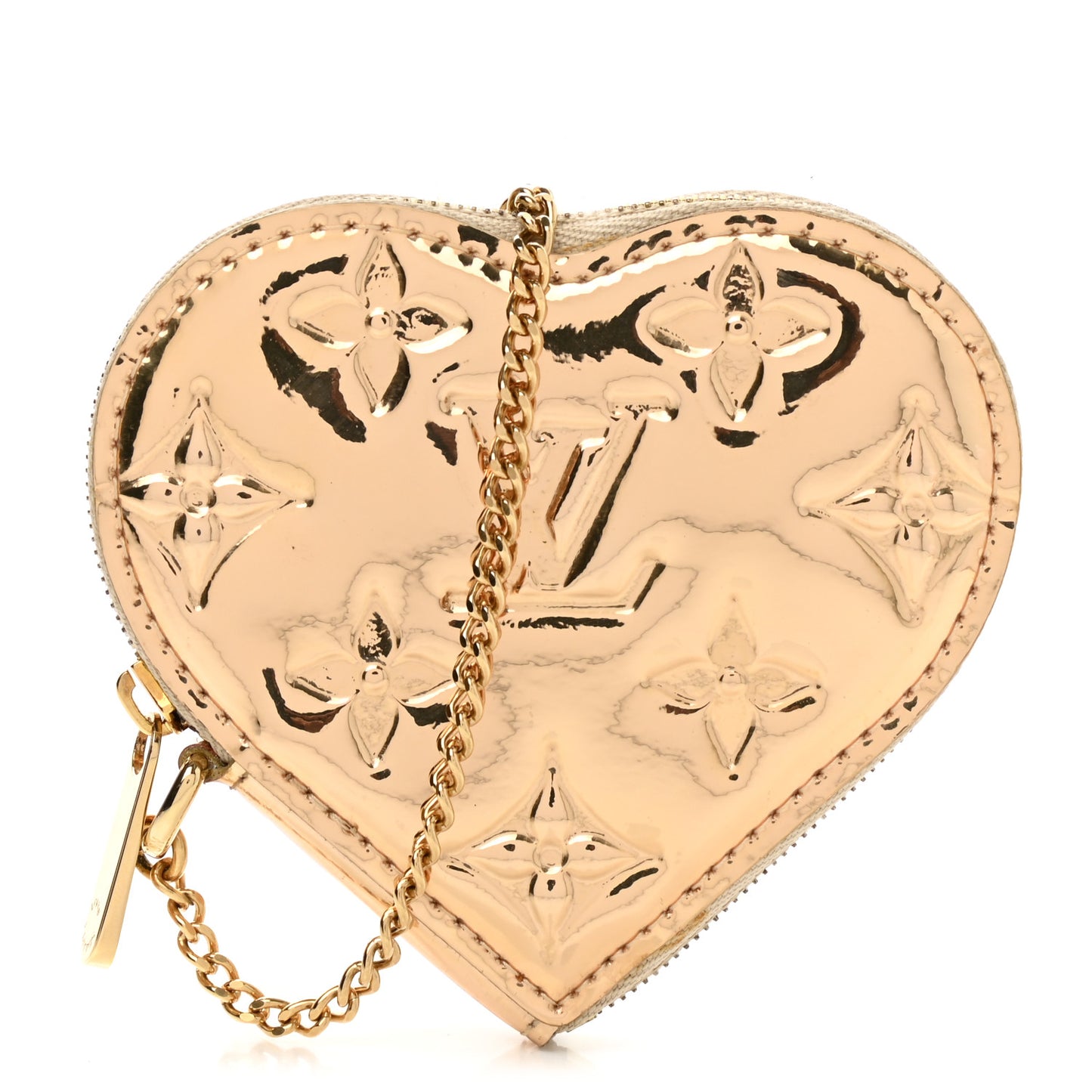 Monogram Miroir Heart Coin Purse Gold