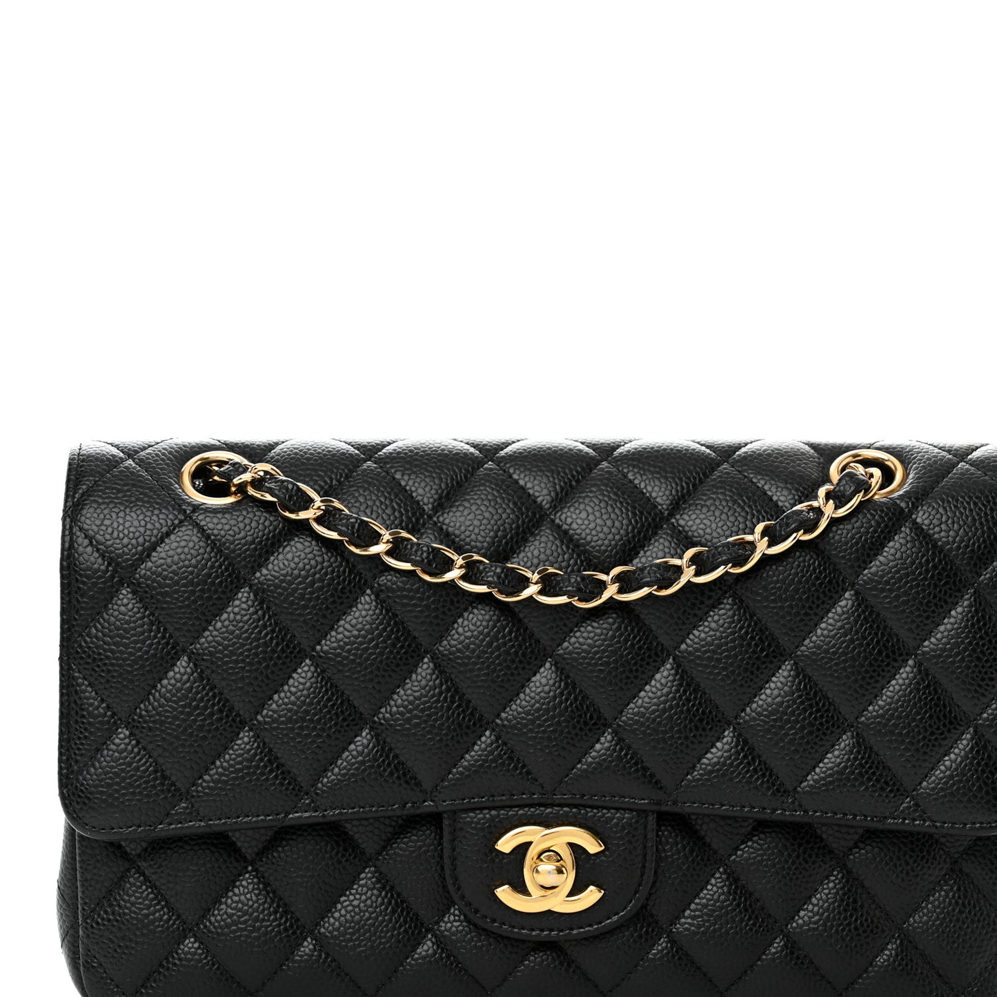 Caviar Quilted Medium Double Flap Black