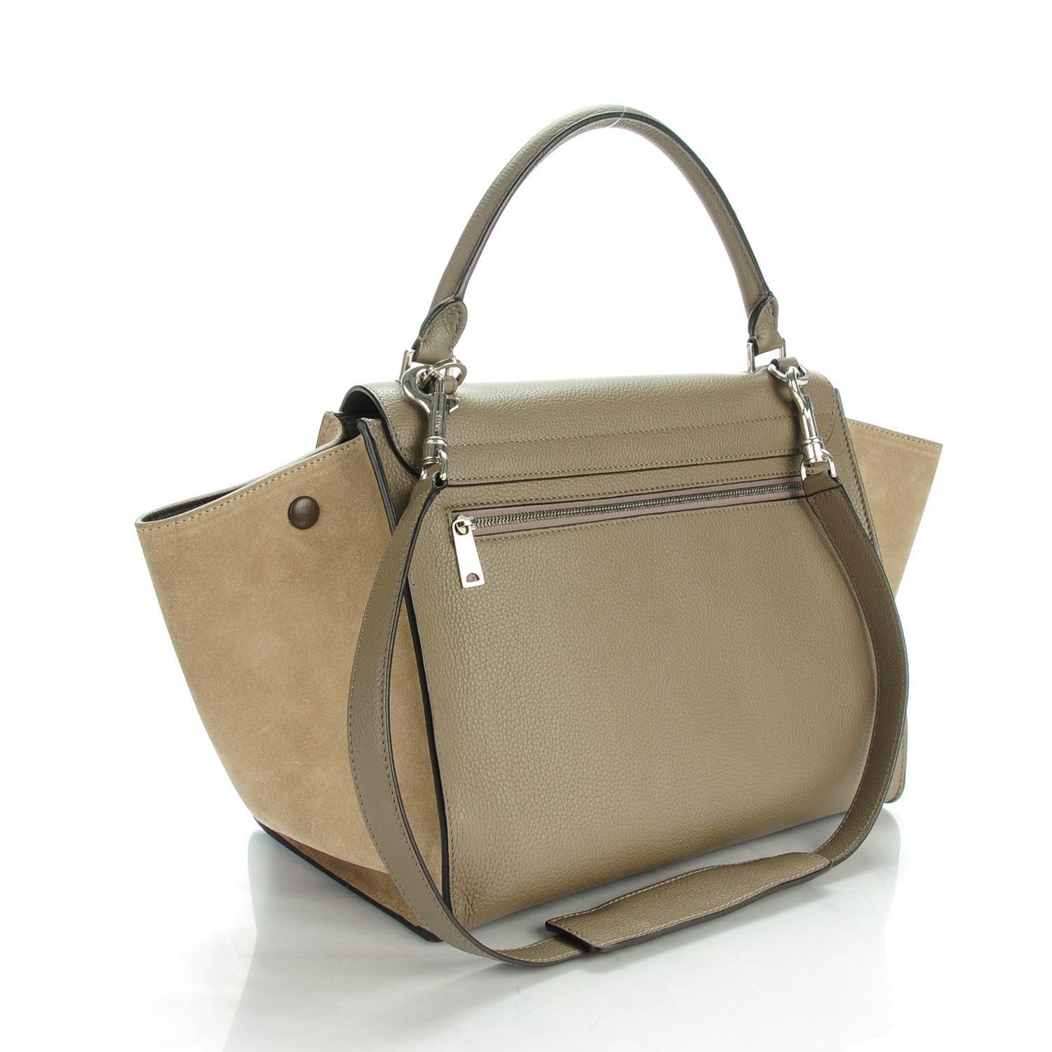 Celine Drummed Calfskin Suede Medium Trapeze Souris 3 of 8