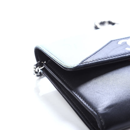 Chanel Lambskin Airlines Wallet On Chain WOC Blue Black Red 9 of 11