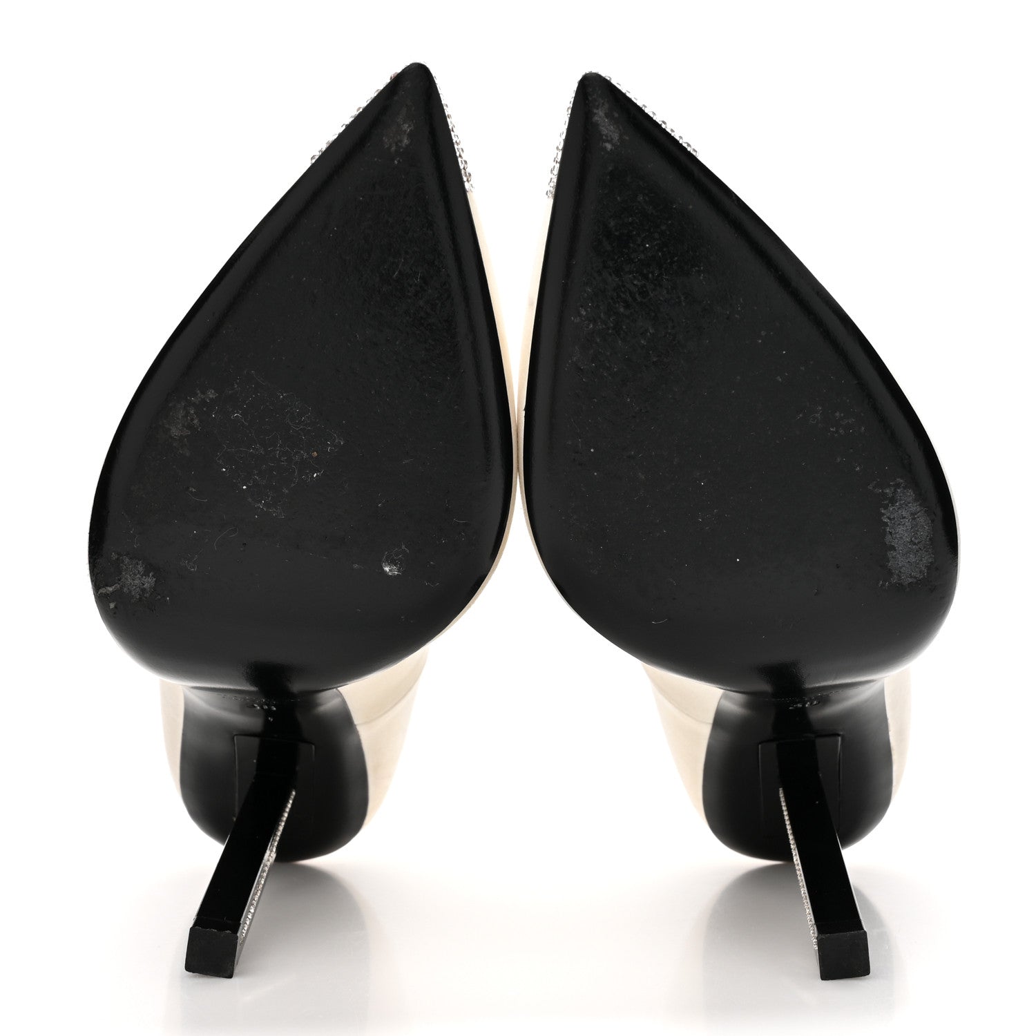Saint Laurent Satin Crystal Embellished Tower 110 Pump 38 Optique White 6 of 14