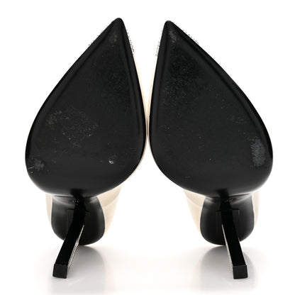 Saint Laurent Satin Crystal Embellished Tower 110 Pump 38 Optique White 6 of 14