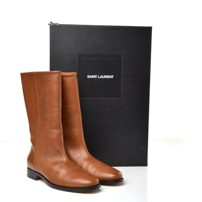 Saint Laurent Grained Calfskin Matt 25 Mid Calf Boots 37.5 Cuoio 10 of 10