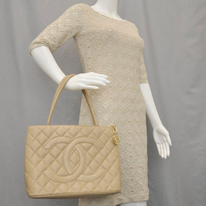 Chanel Caviar Quilted Medallion Tote Beige 2 of 9
