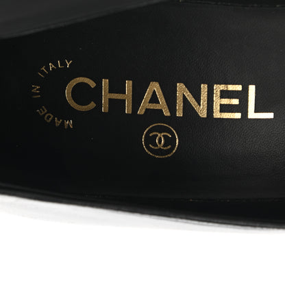 Chanel Lambskin Grosgrain Pearl Cap Toe Pumps 38 Black 7 of 8