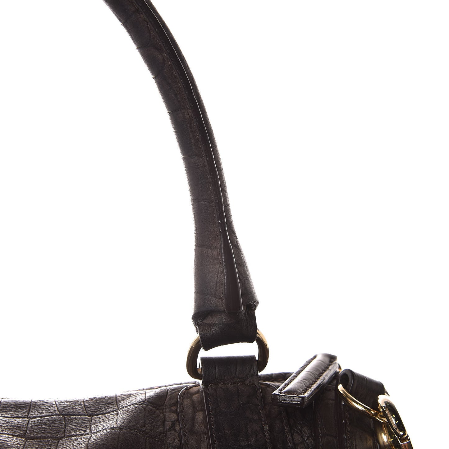 Nubuck Crocodile Embossed Medium Pandora Dark Grey
