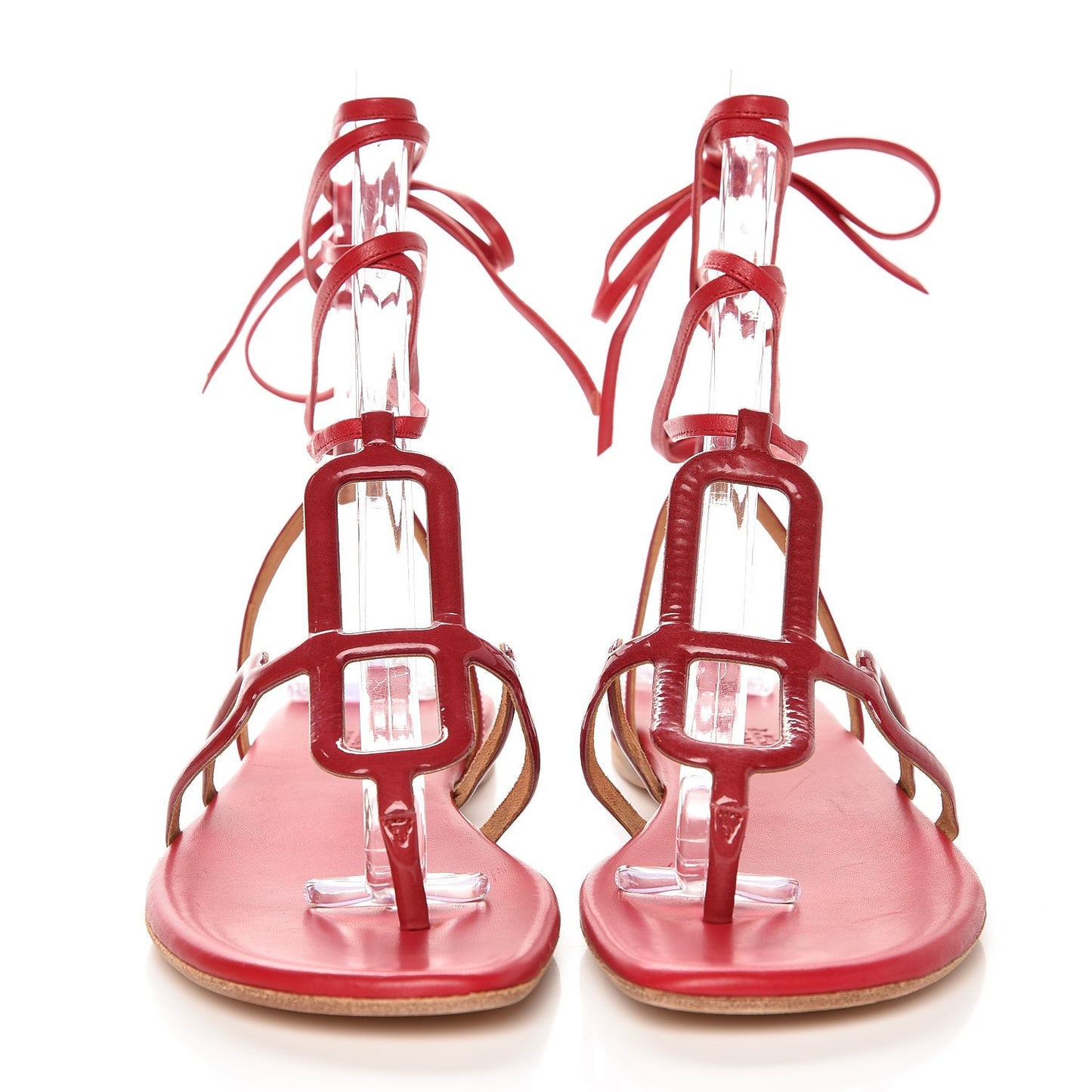 Nappa Patent Gladiator Sandals 38 Red