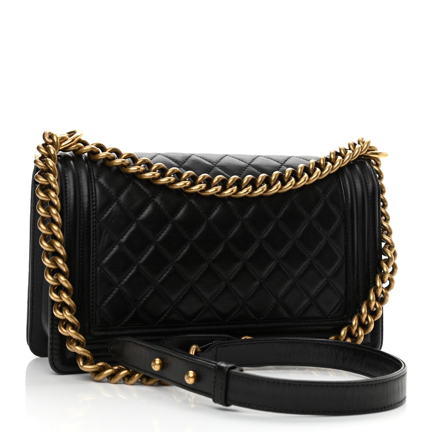 Calfskin Quilted Medium Boy Flap Black