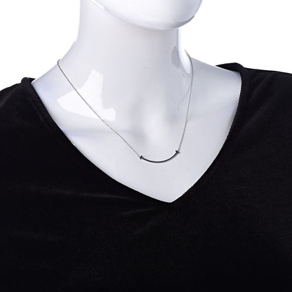 Tiffany 18K White Gold Small T Smile Pendant Necklace 2 of 5