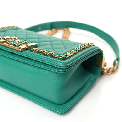 Chanel Caviar Quilted Small Chain Around Boy Flap Green 9 of 9