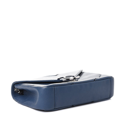 Chanel Caviar Macro Chevron Single Flap Blue 3 of 9