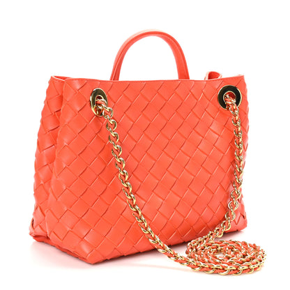 Bottega Veneta Nappa Intrecciato Small Andiamo With Chain Shoulder Bag Orange 3 of 8