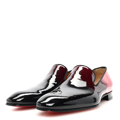 Christian Louboutin Patent Degrade Snakeskin Printed Mens Dandelion Flat Loafers 44 Black Red 2 of 8