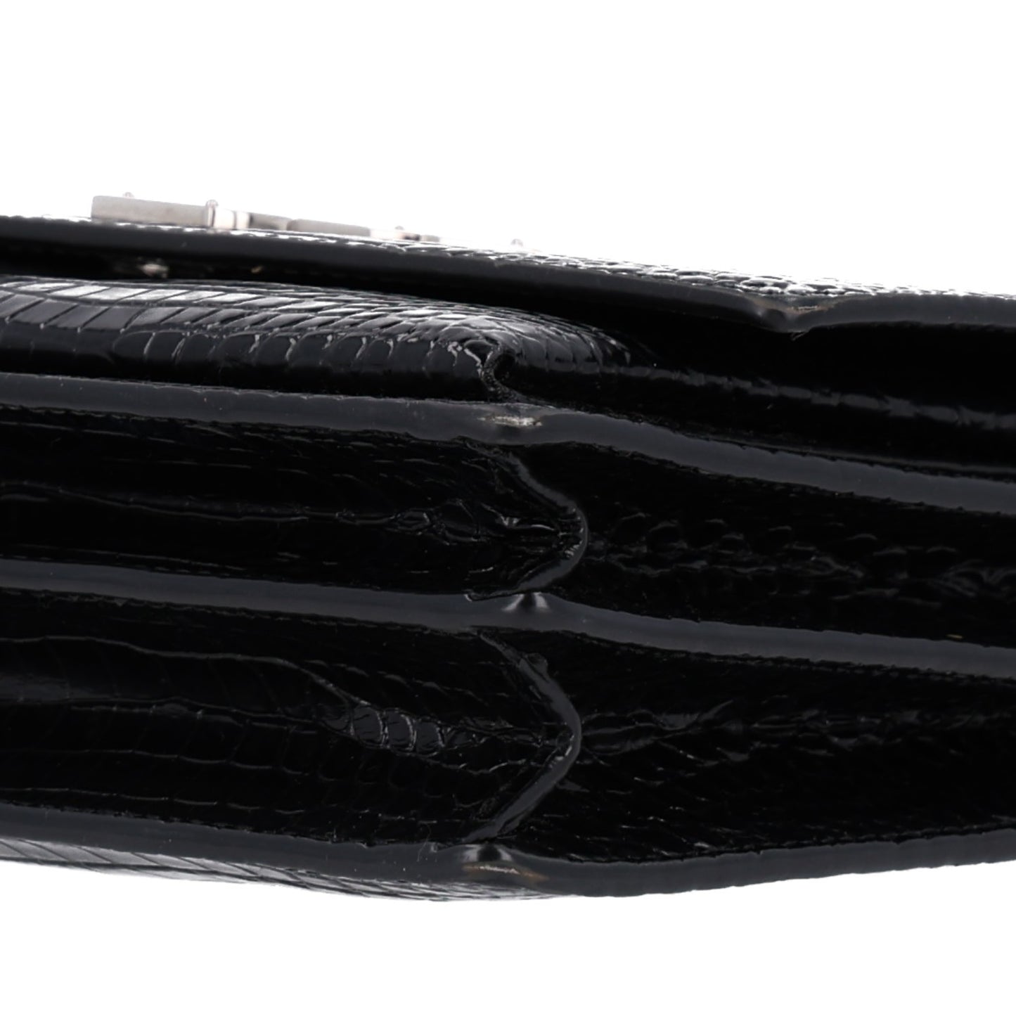 Calfskin Crocodile Embossed Medium Monogram Sunset Black