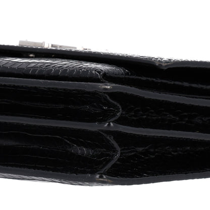 Saint Laurent Calfskin Crocodile Embossed Medium Monogram Sunset Black 3 of 11