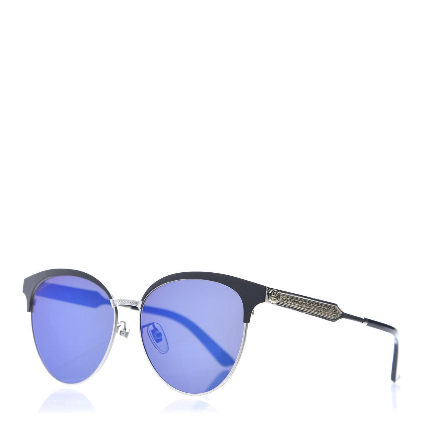 Round Metal GG0074SK Sunglasses Black Silver